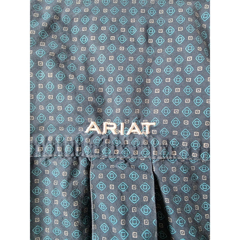 Ariat Mens Blue Geometric Print Long Sleeve Western Button Down Shirt Large - Picture 5 of 7